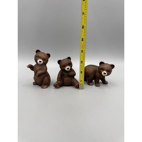 Vintage Homco Home Interiors #1414 Set of 3 Brown Bear Cubs Figurines - Picture 2 of 14